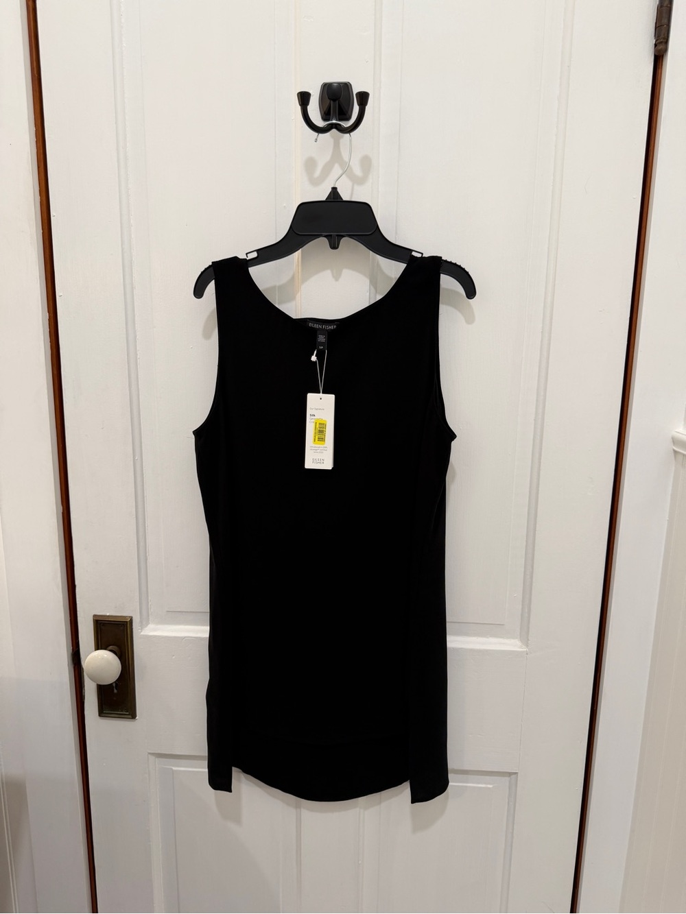 Eileen Fisher Silk Georgette Black Sleeveless Women's Tank
